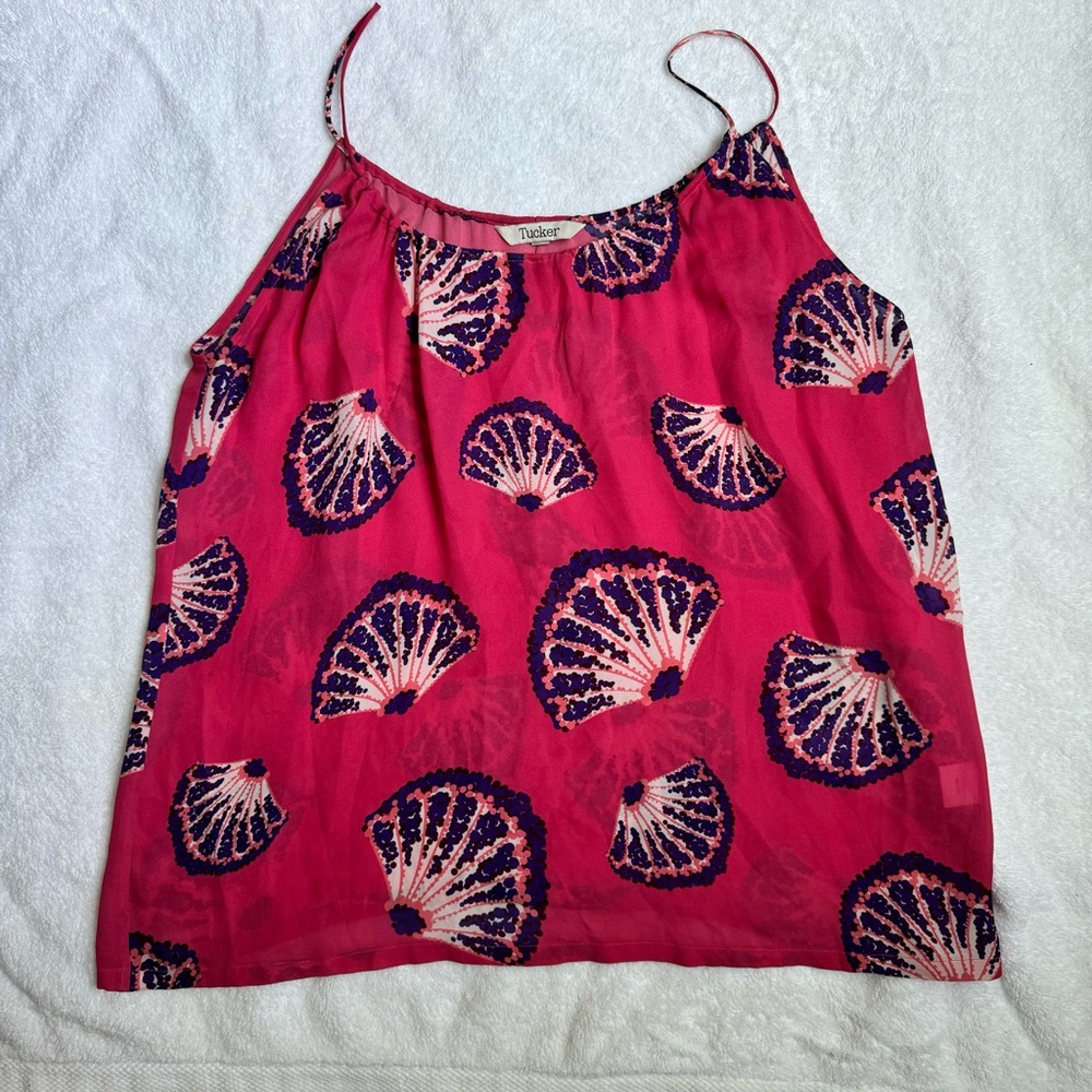 100% Silk Tucker Cami Top Pink S